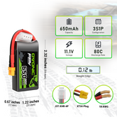 Ovonic 80C 4S 650mah Lipo Battery 14.8V with XT30 Plug